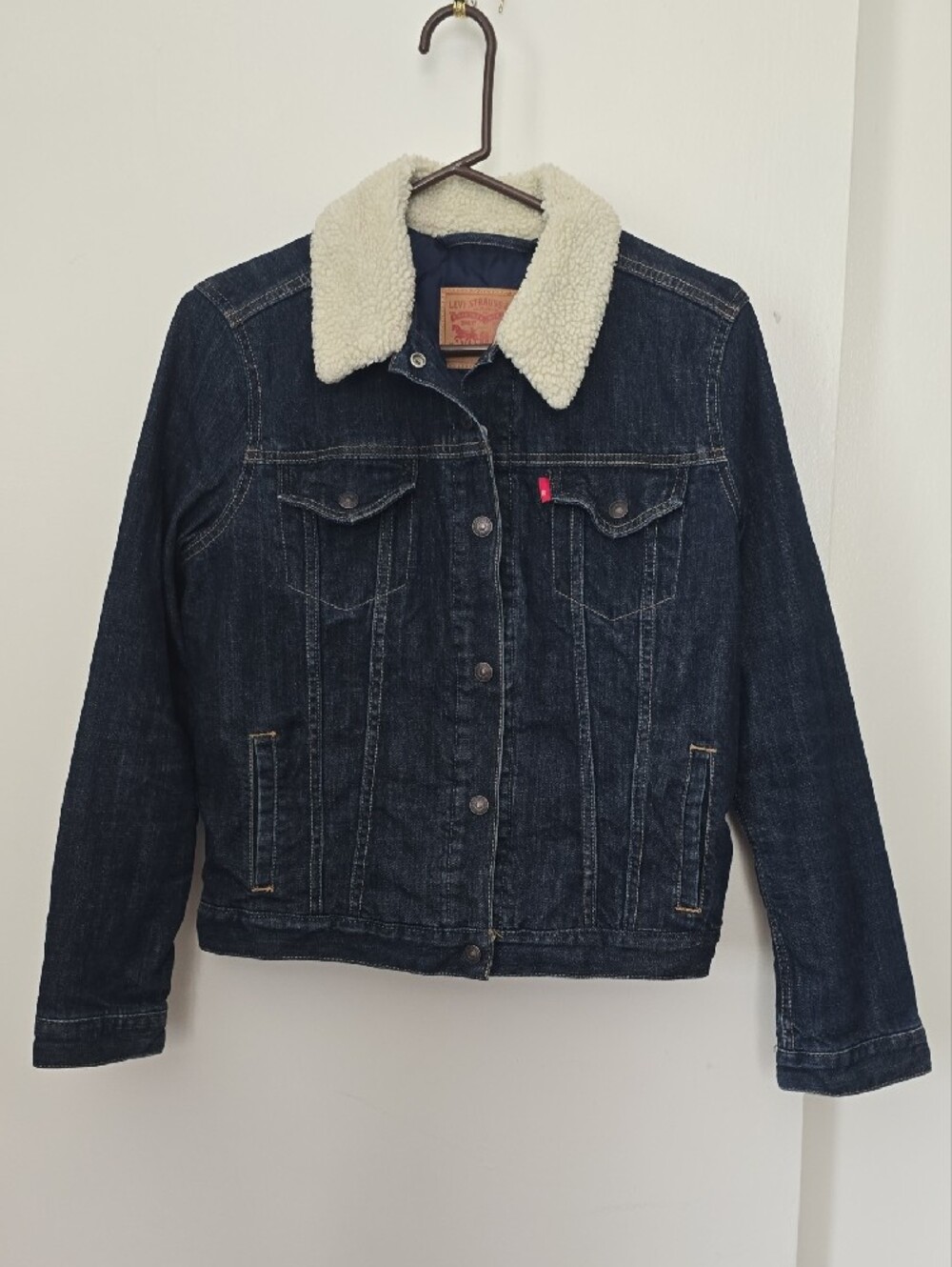 Levi's Dark Blue Denim Sherpa Collar Jacket - Picture 3 of 12